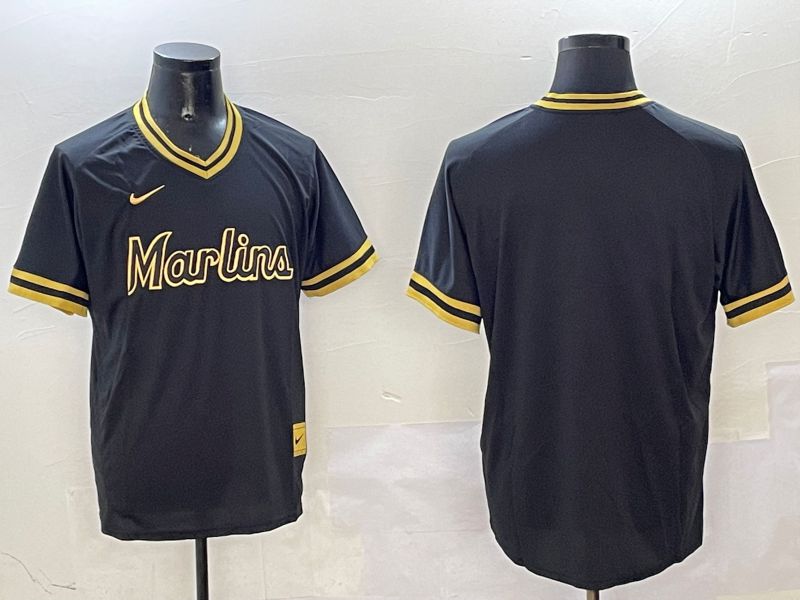 Men Miami Marlins Blank Black Gold Game 2025 Nike MLB Jersey style 1->miami marlins->MLB Jersey